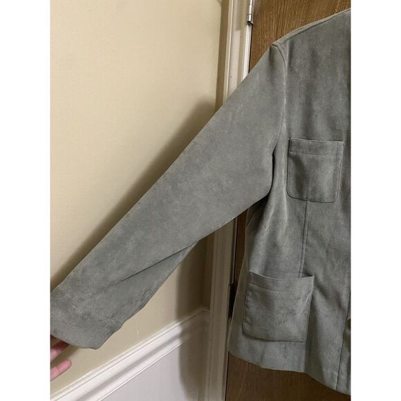 Vintage Norton Studio Women's Button Jacket Sz 16 Mint Green Pockets Mock Neck - Picture 4 of 16